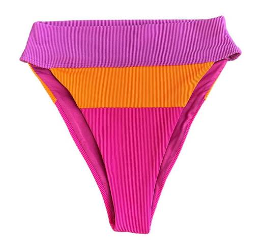 Beach Riot NEW  Alexis High Waisted Bikini Bottom in Sunset Colorblock Size Small