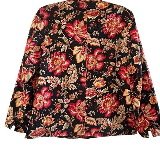 Talbots Vintage  100% Cotton Floral Go Anywhere Jacket blazer button up size 8