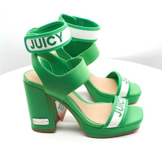 Juicy Couture NWT  Glisten Platform Heel Sandals Heels Bright Neon Green Y2K sz 8