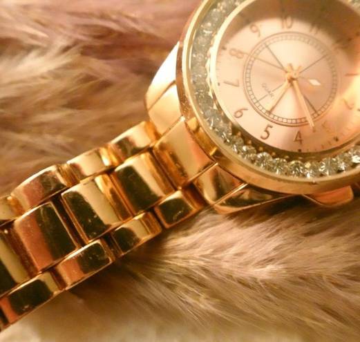 American Vintage Rose Gold Crystal Quartz Chunky Link Watch