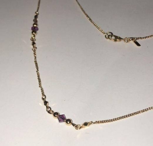 Monet Vintage Signed  Gold & Purple Amethyst Beaded Chain Necklace