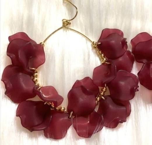 Petal Red Flower  Dangle Earrings