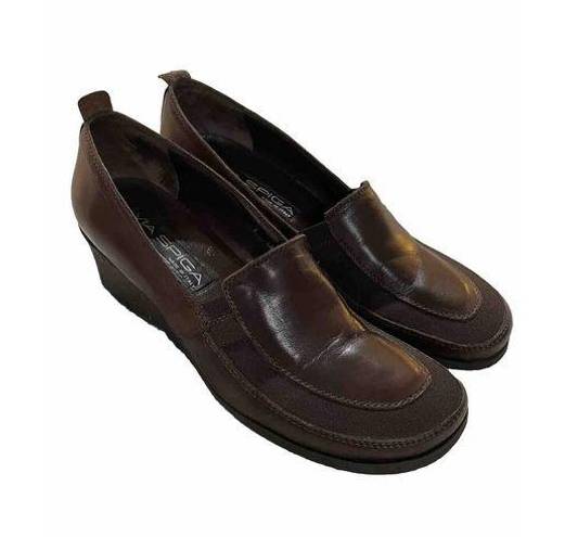 Via Spiga  Loafers Brown Leather Wedge Slip On Shoes Size 7M