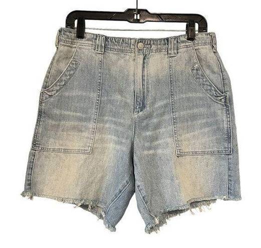 Pilcro NWT,  Super High Rise Oversized Bermuda Shorts with Fringe Hem, Sz 29