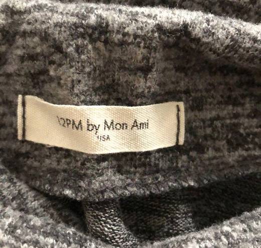 12PM by Mon Ami  Fleece Tunic athleisure shirt top marled gray small cowl neck