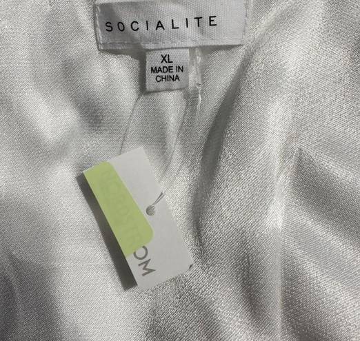 Socialite White Satin Cowl Neck Faux Wrap Mini Dress Women's Size XL NWT