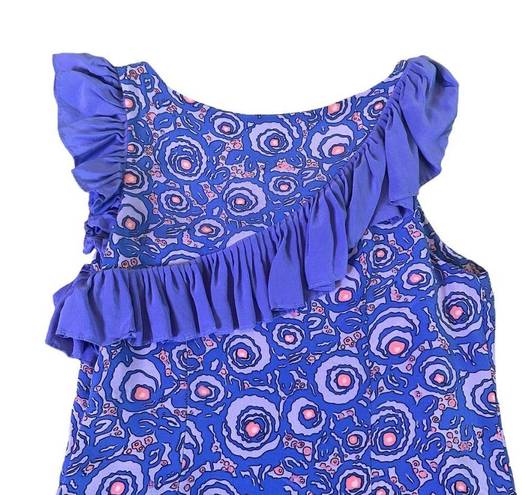 Tracy Reese Frock! By  Purple Silk Dress Fun Print w/ Ruffle Size 4 Women's