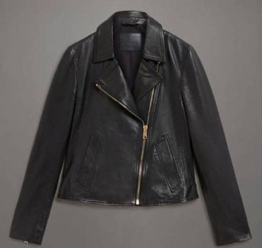 ALLSAINTS  Vela Asymmetric Zip Leather Biker Jacket - Black