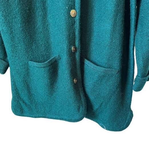 Herman Geist Vintage  Hunter Green Wool Cardigan Sweater