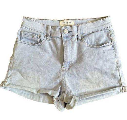 PacSun  Women’s The Shortie High Rise Jean Shorts Light Wash Blue Denim Size 27