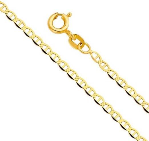 Tehrani Jewelry 14k Real Gold 1.4mm Flat Mariner Chain necklace 