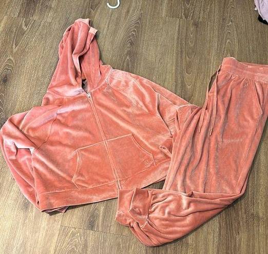 Victoria's Secret Victoria Secret Cropped Velour Track Suit peach orange size L