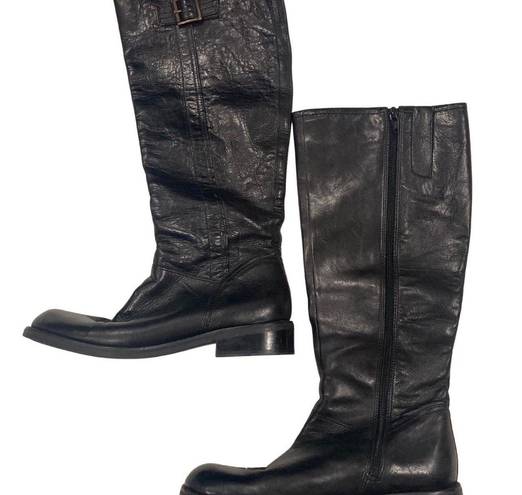 Enzo Angiolini Black Leather Mid Calf Boots