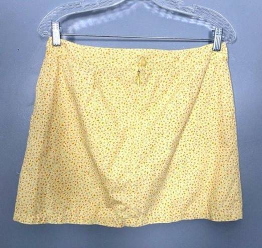 American Eagle Vintage Y2K 90s Yellow Floral Cotton Tie-waist Mini Skirt 8