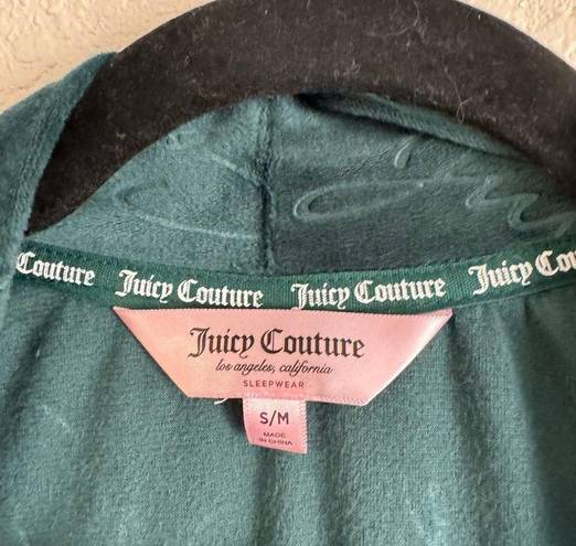 Juicy Couture  Studded Logo Green Velour Robe Pockets Y2K Loungewear S/M