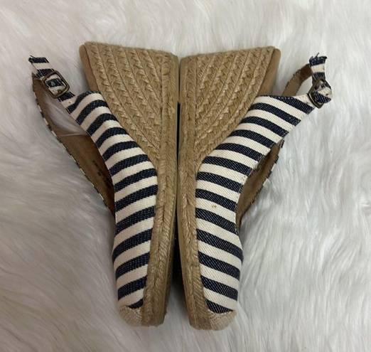 Krass&co G.h. Bass &  Emilie Espadrilles Cream And Blue Jute, Wedge Sandals Size 6 B-24