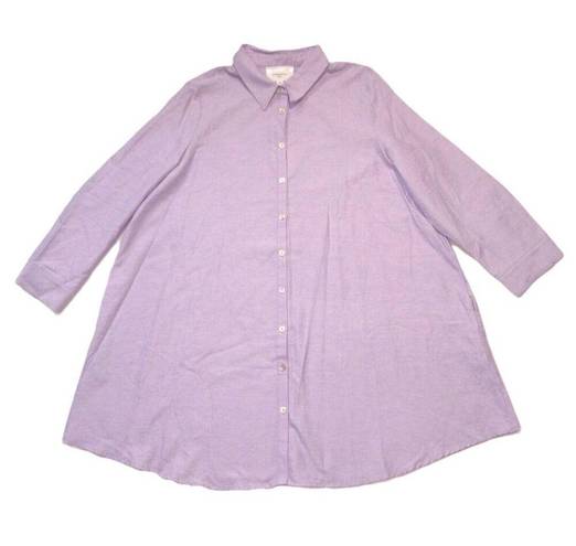 Tuckernuck  NWT POMANDER PLACE Oxford Harris in Lavender Purple Shirt Dress XXL