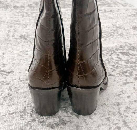 Loeffler Randall NEW  Lynn Snip Toe Embossed Block Heel Tall Boots