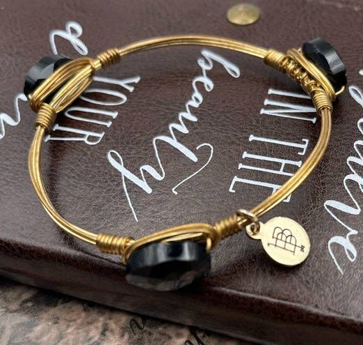 Onyx Bourbon and Bowties Women’s Black  Gold Plated Wire Wrapped Bangle Bracelet