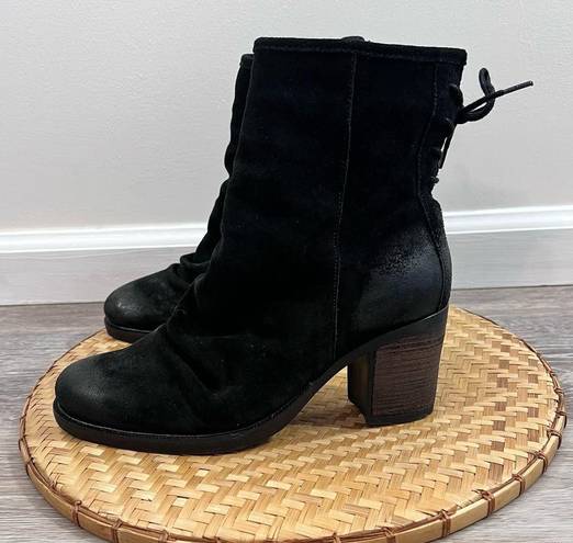 Krass&co Bos &  Barlow boots black leather suede lace up back heels