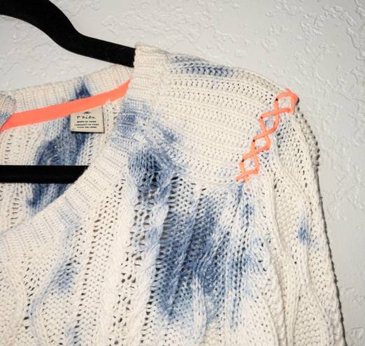 Maison Scotch New Friends Blue Tie Dye Cable Knit Sweater Size 4