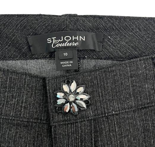 St. John  COUTURE Straight Leg Embellished Jeans in Black Women’s Size 10