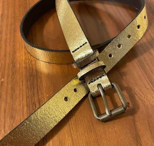 Gap  Gold Leather Belt Foil Metallic Small