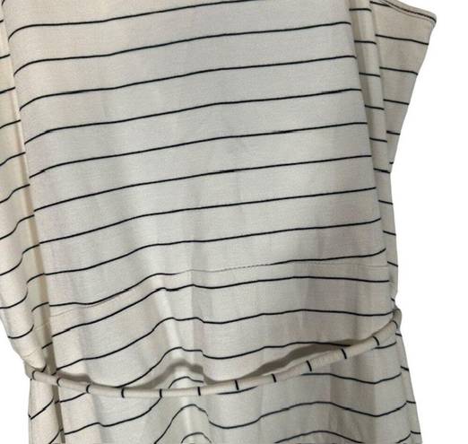 Market & Spruce  White Striped Annora Faux Wrap Sleeveless Knit Dress Women Sz L