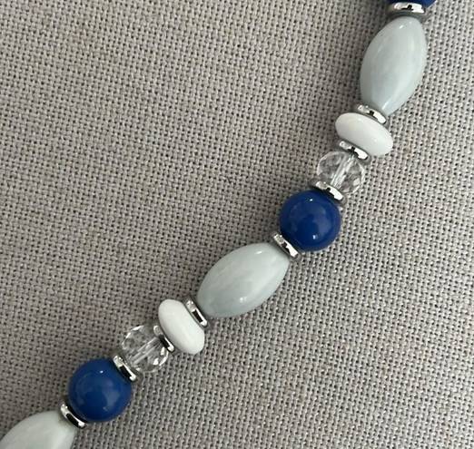 Talbots  Silver-Tone Beaded Necklace in Blue, White