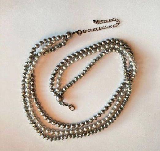 Krass&co The Roman  tri strand grey beaded necklace