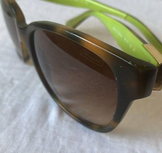 Coach : Brown Tortoise Cortney (L023) Brown/Lime Green Sunglasses-marks on lenses