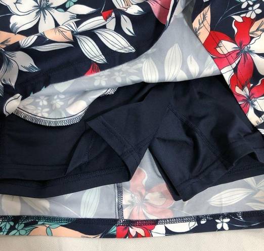 St. John’s Bay ST. JOHNS BAY Skort Shorts Skirt Size Large Navy Blue Floral Pockets Tie Belt