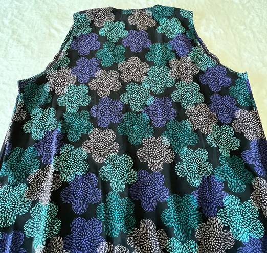 LuLaRoe Joy long black duster floral prints sleeveless cardigan size M