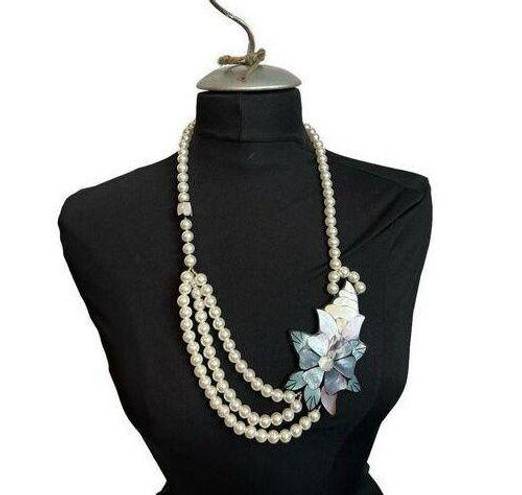 Lee Vintage  SANDS - Mother of pearl faux pearl beaded jewelry necklace - tropica