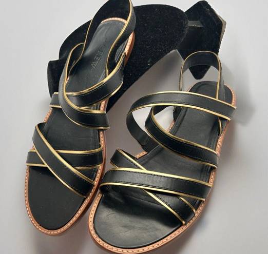 J.Crew  Mackenzie Black Metallic- Trim Sandals 