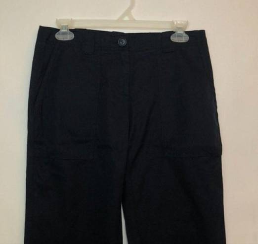 Nordstrom  SIGNATURE Patch Pocket Ankle Pants Navy Blue Cropped Crop 100% Cotton