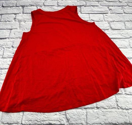 J.Jill  Henley Tank Shirt Women's Medium Red Orange V Neck Sleeveless