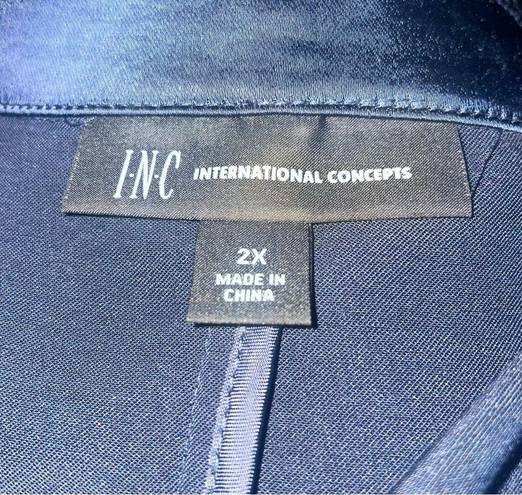 INC  luxe satin navy open front blazer