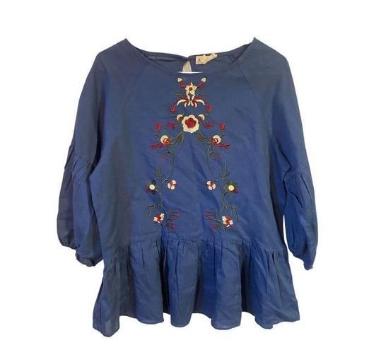 Hidden Alley  size large blue Bohemian blouse