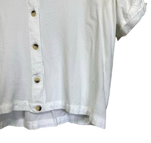 Sim & Sam  Cropped Button Up Blouse Womens XL White Rayon Minimalist Neutral Boho