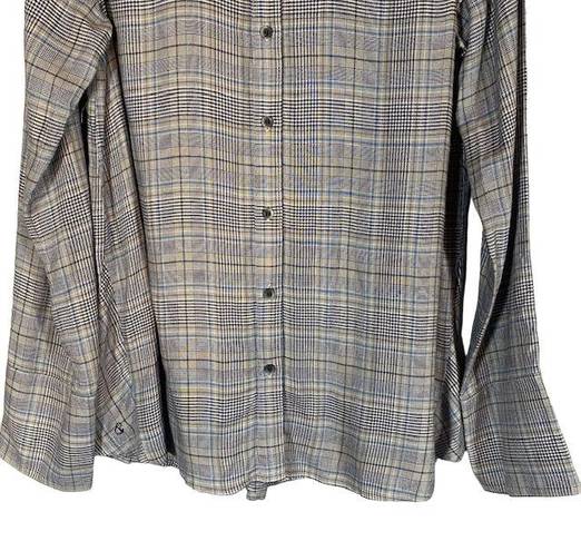 Treasure & Bond  Gray Plaid Long Sleeve Button Down Shirt Women Sz XS