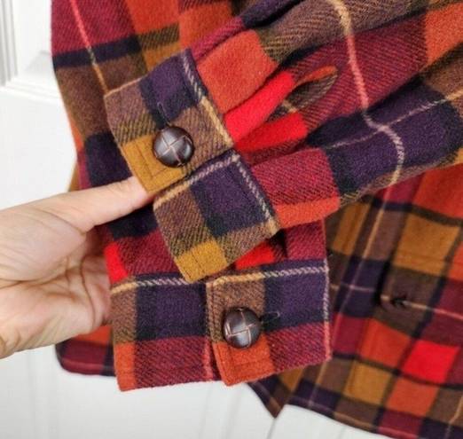 Rafaella  Shacket Wool Blend Plaid Jacket Button Front Flannel Shirt Pockets Sz M