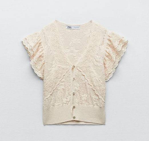 ZARA Top Sweater Blouse Knitted Lace Crochet