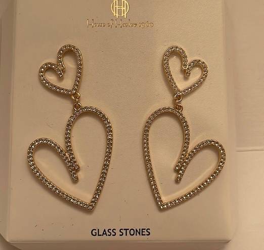 House of Harlow NWT  double heart earrings