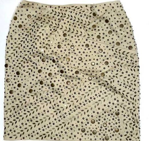 Lafayette 148  Bronze Studded Beaded Pencil Skirt Size 10