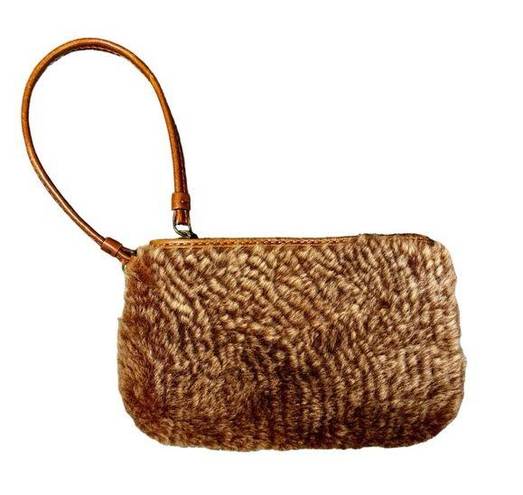 Patricia Nash  Piedmont Sherpa Leather Faux Fur Wristlet Tan Brown