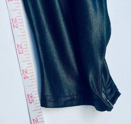 Kardashian Kollection  Womens Size Medium Ankle Leggings Black Shiny Stretch