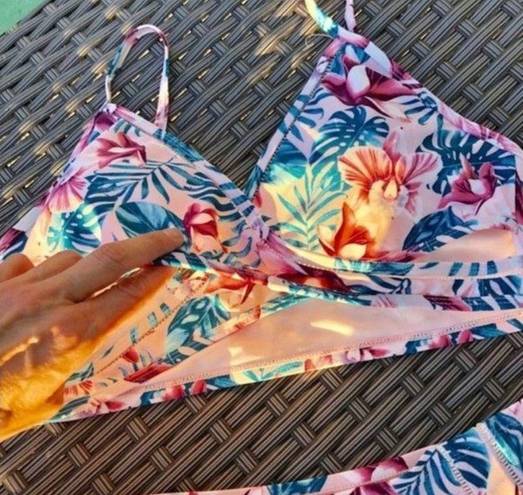 Cabana Del Sol  X Marks the Spot Floral Bikini 2 Piece Set sz XL