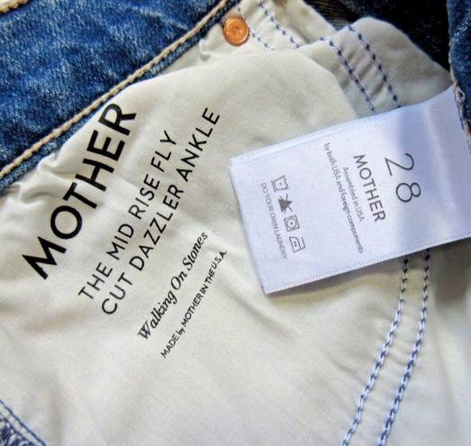 NWT Mother Mid Rise Fly Cut Dazzler Ankle in Walking On Stones Ankle Jeans 28