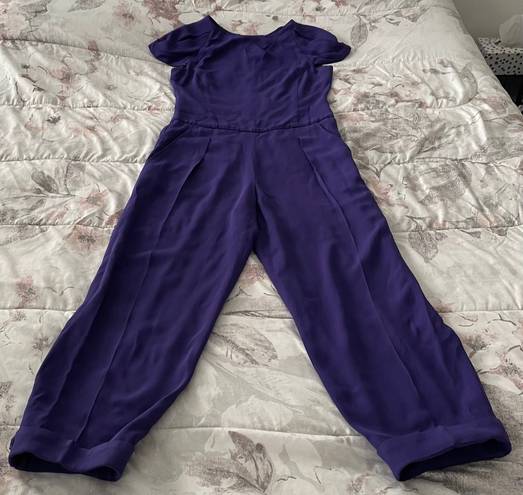 Emporio Armani Purple Acetate Button Cuffs Cap Sleeves Jumpsuit, size 4